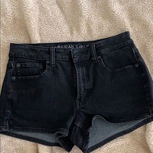 american eagle plain black shorts